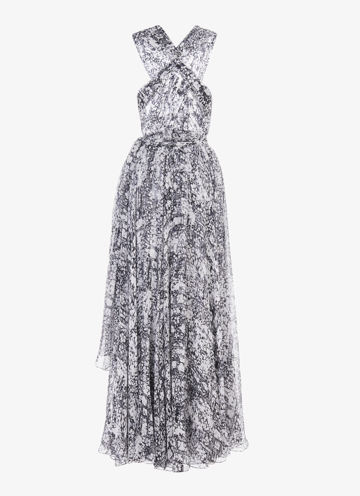 Flowing Silk Chiffon Dress  ALAÏA MULTICOLOR BROWN FLOWING SILK CHIFFON DRESS